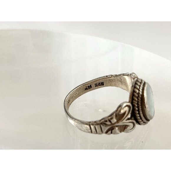 Thai Made Mother of Pearl Modernist 925 Sterling Silver Vintage Ring - sz 6.25 - Picture 7 of 12